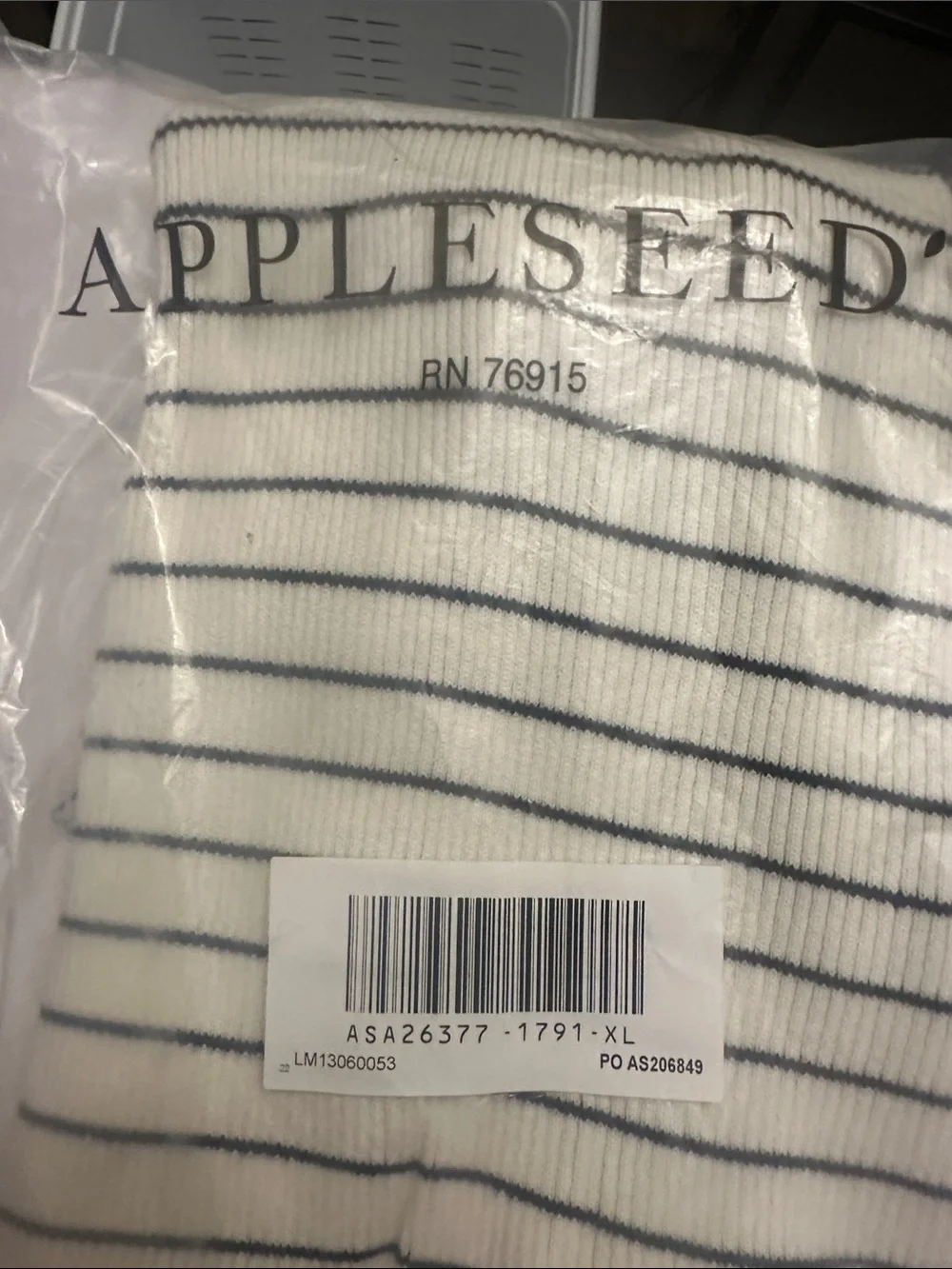 Appleseed's White and Black Striped Turtleneck Sweater